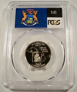 2004-S 25c SILVER PCGS PR70DCAM MICHIGAN QUARTER PROOF DEEP CAMEO PR 70 DC - Picture 1 of 3