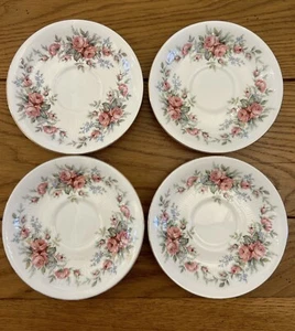 Royal Standard Bone China Rambling Rose Pattern Tea Saucers x 4 - Picture 1 of 19