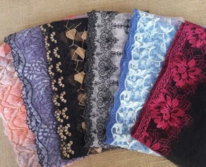6-7" Wide Floral Embroidered Tulle Lace Combo, 10 YARDS- Assorted Pattern h179 - Picture 1 of 7