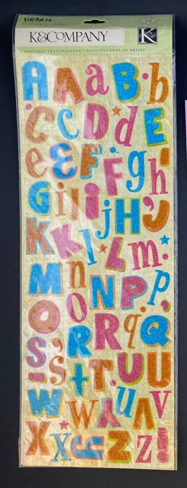 K & Company Urban Rhapsody Glitter Alphabet ABC Scrapbook Stickers New - Image 1 of 1