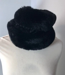 Original Vintage Ladies Hat Black part Faux Fur Part Material - Picture 1 of 5