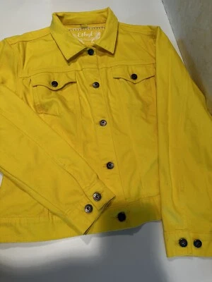 ETHYL VINTAGE ~ Chaqueta vaquera amarilla para mujer talla L vaquera camionera usada en excelente estado 58 Foto 1 de 4