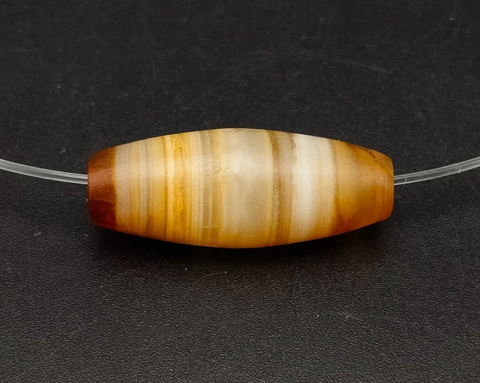 Antiguo abalorio bicono tallado medicina ágata capa ondulada naranja brillante #CP833 Foto 1 de 4