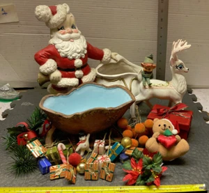 Santa Sleigh Reindeer Sled Christmas Decor presents etc pre owned free shipping - Picture 1 of 7