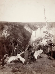 Lower Falls from Point Lookout, Yellowstone by J. K. Hillers 1880s - Picture 1 of 2