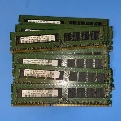96GB (12X8GB)  Samsung 8GB PC3-10600E  2Rx8 PC3L M391B1G73AH0-YH9 RAM MEMORY - Image 1 of 2