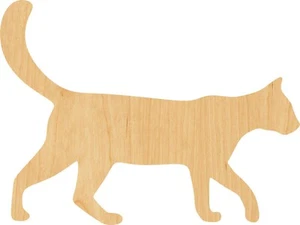 Cat Laser Cut Out Wood Shape Craft Supply - Woodcraft Cutout - Picture 1 of 1