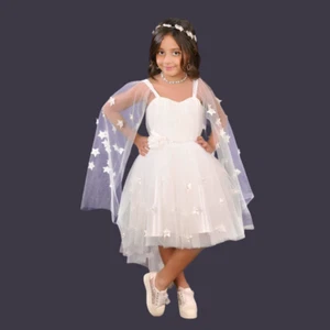 Little Girls Sleeveless Dress for Wedding Party – WHITE 07 - Picture 1 of 1