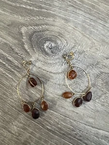 vintage clip on earrings Amber Colored Stones Dangle Bin 13 - Picture 1 of 1