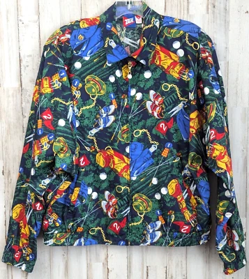 VTG Tail Golf Bomber Jacket Womans M All Over Print Pockets 90's Retro Y2K USA - Image 1 of 4