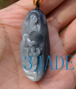 Hand Carved Natural Hetian Nephrite Jade Flower Charm Pendant, w/ certificate - Picture 1 of 4