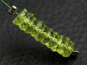 4.5mm. AAA Natural Peridot Faceted Rondelle Wheel Gemstone Beads - Picture 1 of 6