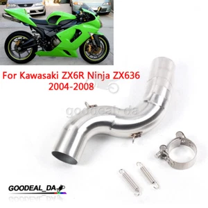 Exhaust Middle Link Pipe Slip 51MM Muffler for Kawasaki ZX6R Ninja ZX636 2004-08 - Picture 1 of 10