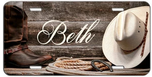 PERSONALIZED CUSTOM LICENSE PLATE WESTERN RUSTIC COWGIRL AUTO TAG - Bild 1 von 1
