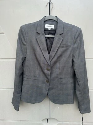 Blazer para mujer Calvin Klein a cuadros gris azul a rayas talla 6 nuevo con etiquetas ropa de trabajo carrera” Foto 1 de 4