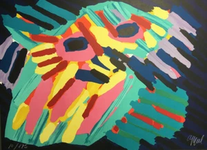 Karel Appel BIG HEAD COMING DOWN Signed Original Lithograph - Picture 1 of 4