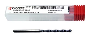 226-1024L1228 Kyocera 2.60mm Carbide Drill 2 FLUTE ALTiN Coated 0.1024" Diameter - Picture 1 of 3