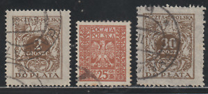 Poland 1924 SC# J69, J75, J76 - Three different stamps - Used Lot # 476