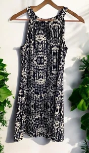 Jude Connally Dress XS Navy Blue White Shift Sleeveless Crew Neck Keyhole - Picture 1 of 19