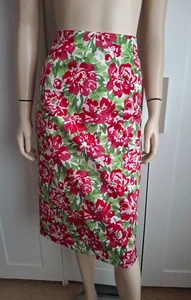 Laura Ashley Cotton Stretch Skirt Floral Print Fully Lined Size UK 12 - Picture 1 of 18