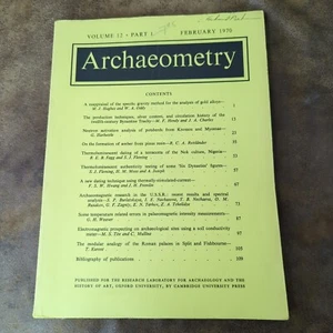 Archaeometry Journal Vol 12 Part 1 Feb 1970 History Art Archaeology - Picture 1 of 5