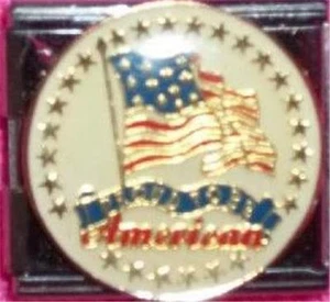 UNITED STATES PROUD TO BE AMERICAN FLAG ROUND ENAMEL ITALIAN CHARM 18MM USA RARE - Picture 1 of 2