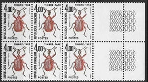 FRANCE TAXE N° 108a VARIETE DOUBLE FRAPPE SUR 4 EX NEUFS ** GOMME SANS CHARNIERE - Imagen 1 de 1