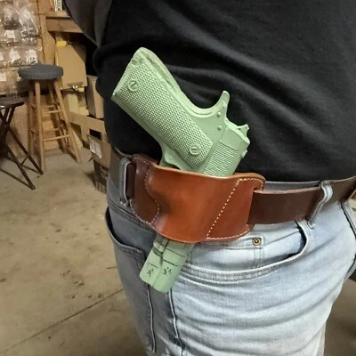 1911 Belt Slide  Leather Holster OWB .45  (NON RAIL)(READ LEAD TIME) - Image 1 of 4