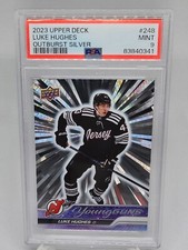 PSA 9 2023-24 Upper Deck S1 Luke Hughes Silver Outburst Young Guns RC #248 MINT
