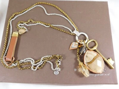 Collar SILPADA PLATA ESTERLINA LATÓN JASPE SOSTIENE LA LLAVE citrino dije N3340 Foto 1 de 4