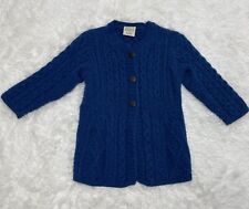 Kilronan Knitwear Irish Cable Knit Cardigan Sweater Women’s XS Blue 100% Wool