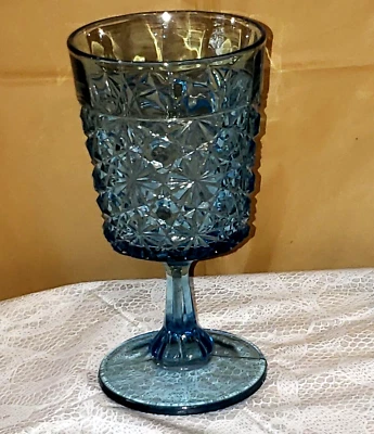 Vintage  Daisy & Button Water Goblet Light Blue — 第 1/3 张图片