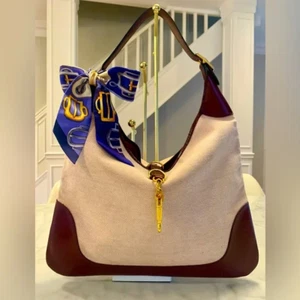 HERMES Toile H Trim 31 Bag Vintage Jackie O - Picture 1 of 11