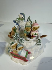 Enesco 2002 Cherished Teddies Spieluhr und 3 Federhaube Figuren C - Bild 1 von 5