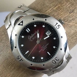 Galaxie by Elgin Men PIM240M Fashion Date Silver Tone Quartz 40mm Watch 7 1/4" - Picture 1 of 12