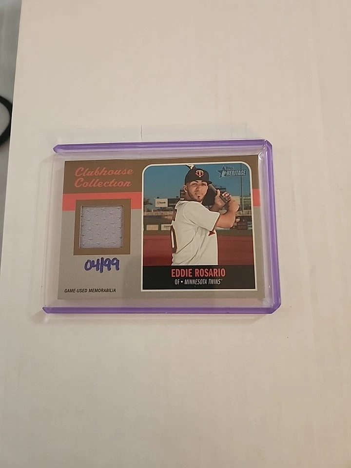 2019 Topps Heritage Clubhouse Relic Gold Eddie Rosario Twins /99 Jersey Grey  - Image 1 of 2