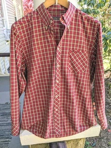 Ben Sherman Red Plaid Button-Up Large Long Sleeve - Imagen 1 de 15