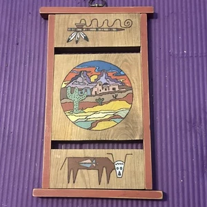 VTG Southwest Folk Art Wall Hanging Painted Desert CJK - Picture 1 of 6