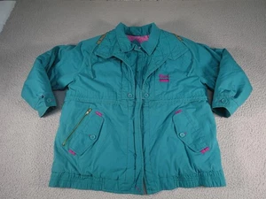 Vintage Puffer Jacket Womens 16W Green Bomber Skiing Quilted Lined Ski 90s - Picture 1 of 13