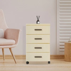 4 Tier Drawer Storage Organizer Drawers 4 Universal Wheels Storage Cabinet - Picture 1 of 7