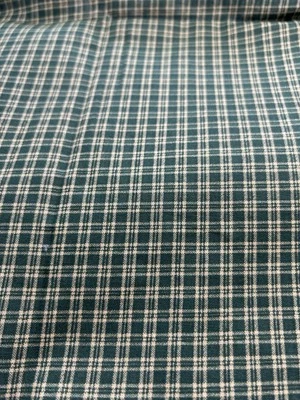 Vtg 1980's Green Homespun Plaid Look Fabric 15" x 44" Thin Cotton Primitive F61 - Image 1 of 4