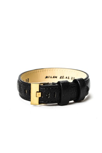 Bracciale orologio donna Bottega Veneta pelle nera fibbia tono oro 8 5"