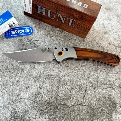 Cuchillo Plegable Benchmade 15080-2 Crooked River Gris Aluminio Madera Clip-Point Foto 1 de 4