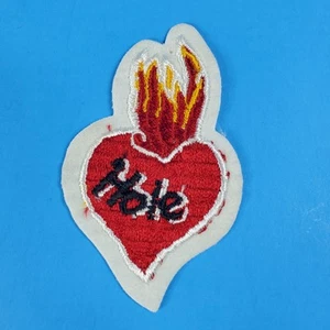 HOLE - Heart On Fire Patch Rock Band Logo Embroidered Iron-on Courtney Love VTG - Picture 1 of 3