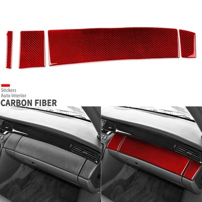 3Pcs Red Carbon Fiber Co-pilot Dashboard Panel Cover For Cadillac DeVille 00-05 - Image 1 of 4