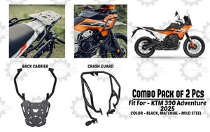 Fit For KTM 390 "Adventure (2025) Crash Guard Combo Pack Of 2 Pcs Black" - Foto 1 di 13