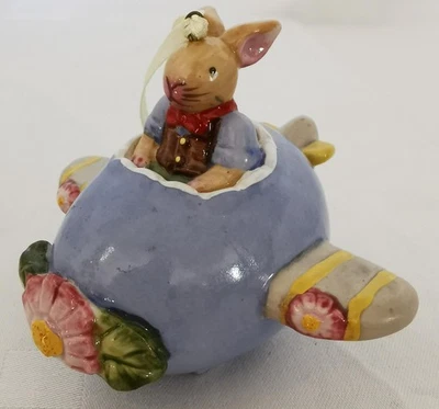Villeroy & Boch Bunny Family Bunny on Plane Ornament Hanger Easter Spring   - Image 1 of 4