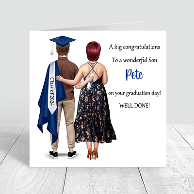 Personalised Mum & Son Graduation Card Handmade card, Congratulations 1178 - Image 1 of 4