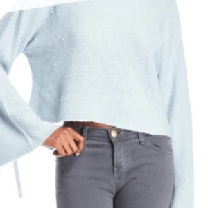 Mustard Seed Baby Blue White Pearls Cropped Sweater Size L Style# T11703 - Picture 1 of 13