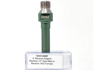 Stainless Reverse 4″ Thread Adapter (1/2 gas MRT – 12mm FRT) - Picture 1 of 1
